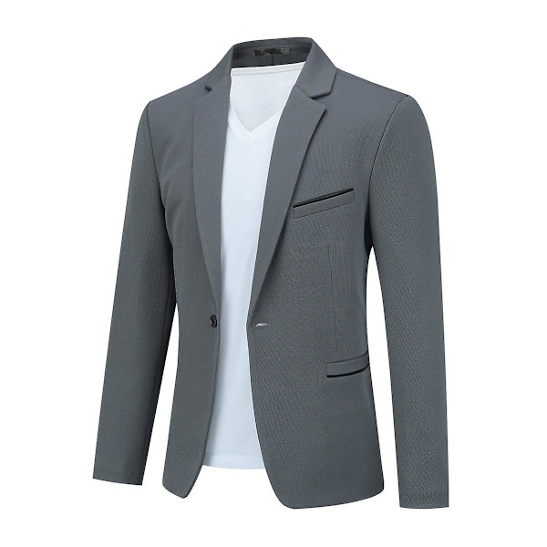 Allthemen Sportjacka för män, Modern Fritidsjacka för män, Slim Business Blazer Gray Gray M