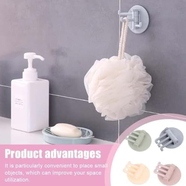 (6×6×3cm) 4 pcs rotating self-adhesive hooks without trace for kitchen and bathroom, wall-mounted, towel hanger, S