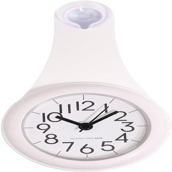 White Waterproof, Silent, Non-Ticking Wall Clock for Bathroom, Bathroom Clock, Clock with Suction Cup