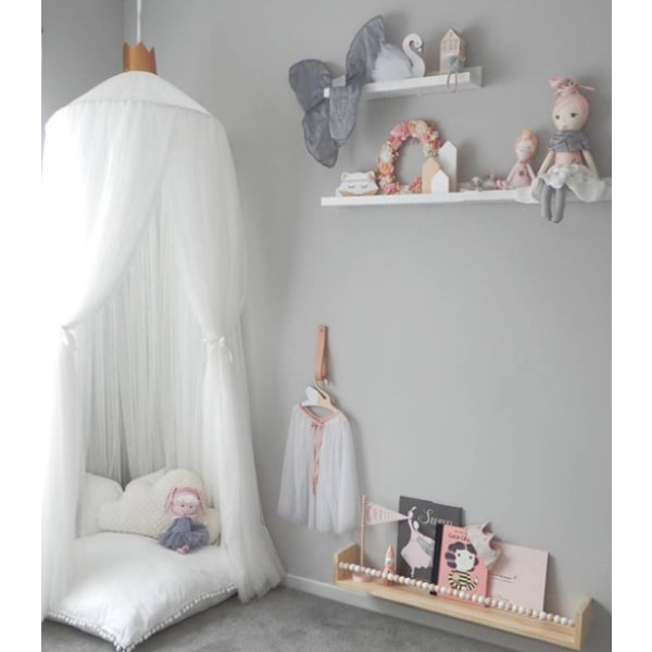 Hengende myggnetting for baby seng dekorasjon, sengehimmel gardiner for soverom, lekehus, barnerom white