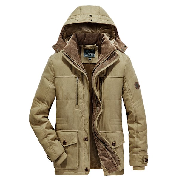 2023 Vinter Mænds Tyk Vindtæt Hættetrøje Parka Mode Mærke Frakke Klassisk Casual Parka Størrelse 6XL Color café XXL