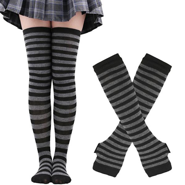 1/2/3/5 Polven yläpuoliset sukat paksuille reisille Helppokäyttöiset ja tekevät harmaasta ja mustasta grey and black 1Set