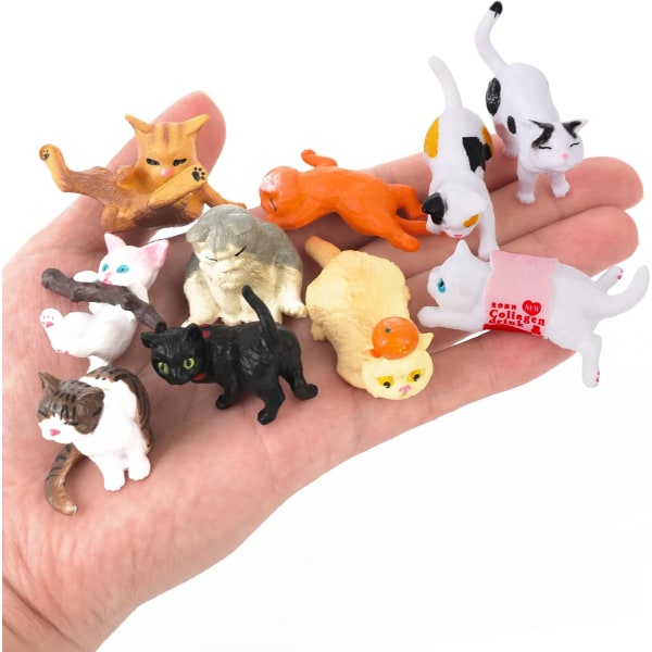 10 st Mini Kattfigurer Realistiska Kattunge Lekset Kitty Landskap Dekorationer Tårtdekorationer Djur Statyer Prydnader för Heminredning Festgåva