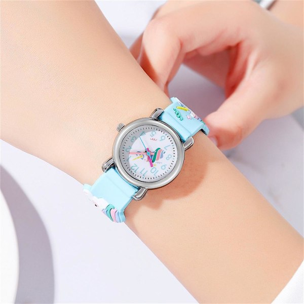 Barn Barn Flickor 3d Unicorn Cartoon Watch Söt Quartz Armbandsur Watch Blue