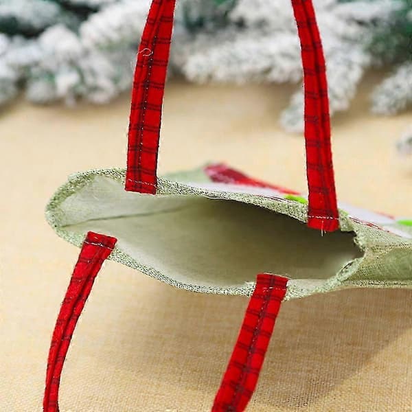 Julklappspåse Godis Tecknad Pung Broderad Patch Linne Dockväska Julprydnad