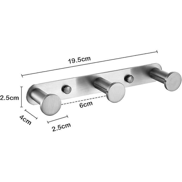 Wall Mounted Towel Rack with Hooks 304 Stainless Steel Wall Mounted Towel Rack Hooks for Bathroom and Kitchen Doors (3 Hooks, Brushed)