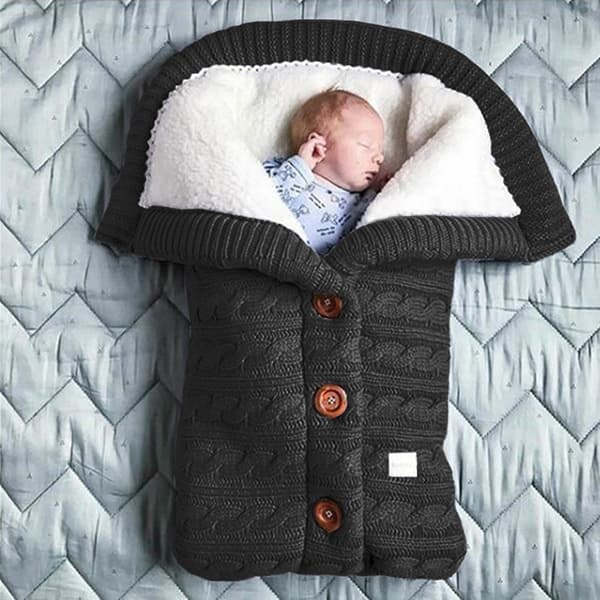 Stickad babyskyddsäck för barnvagn, sammetsbomull vadderad nyfödd sovsäck 12 70x40cm