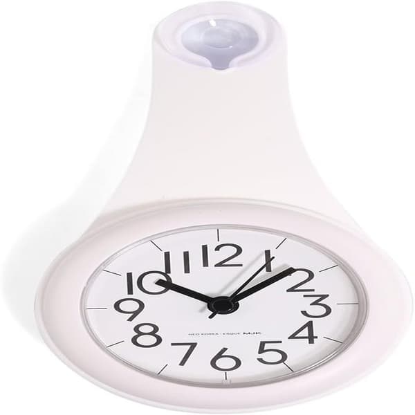 White Waterproof, Silent, Non-Ticking Wall Clock for Bathroom, Bathroom Clock, Clock with Suction Cup