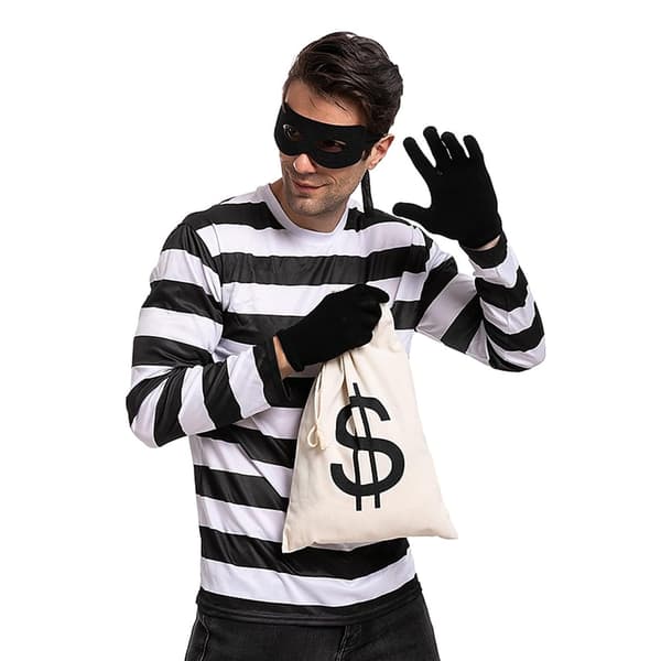 Halloween Tyvesæt Pengepose Hue Handsker Maske One Size Dollar