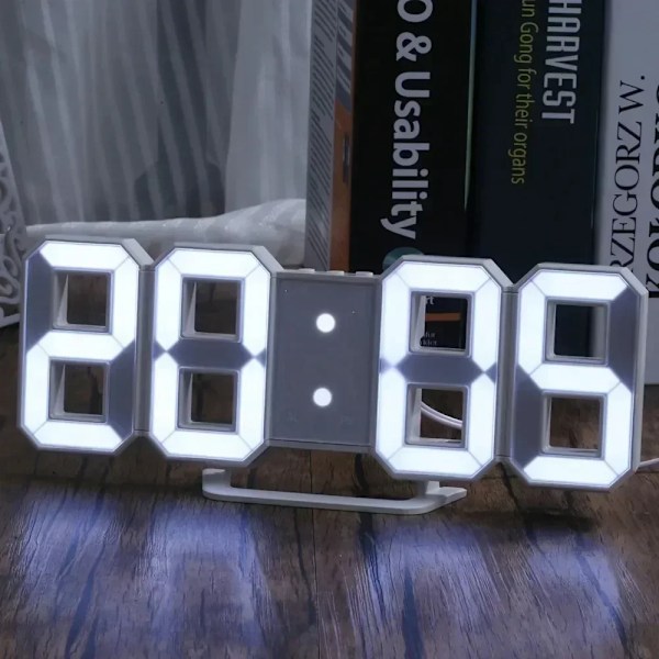 Köp produkter Klocka 3D LED Digital Väggklocka Tid/datum/temperatur För Hem/kök/kontor Klockor Dekor Trädgård