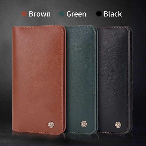 Plånboksfodral i läder universalmodell lämplig för Apple 15 mobiltelefonfodral Xiaomi Samsung 24 Huawei mate60 kortplats brown