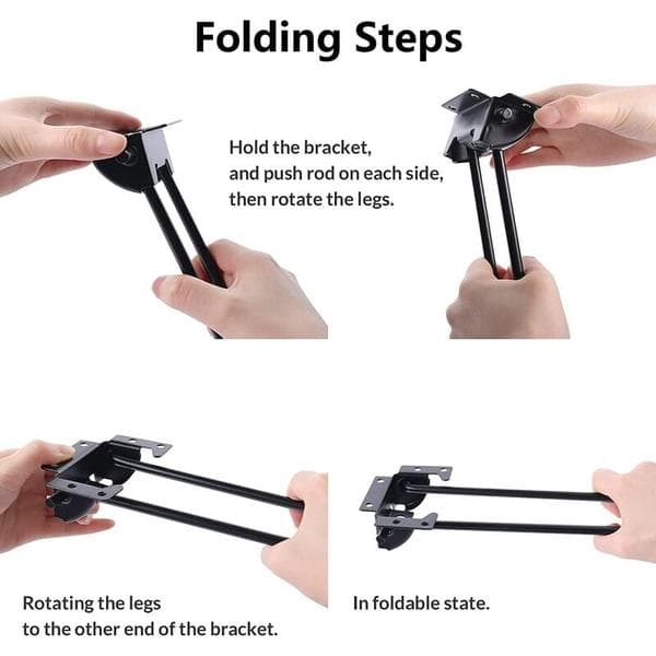 Sæt med 4 foldbare bordben 47cm sorte hårnålebordben foldbart sofabordsben med skruer