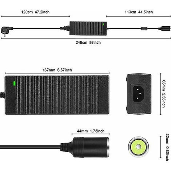 220V 12V muuntaja, 120W tupakansytyttimen pistorasia-sovitin, 10A AC DC -sovitin