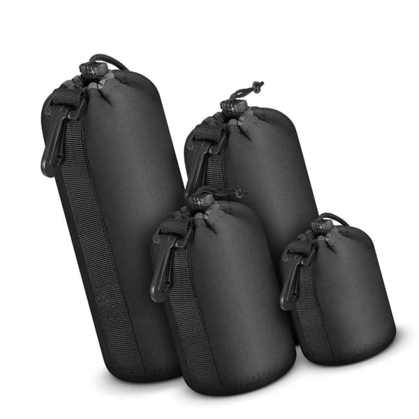 4 Pcs Neoprene DSLR Camera Bag with Adjustable Strap Soft Lens Case Gadget