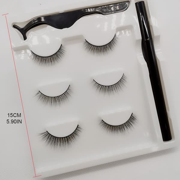 Soft Magnetic False Eyelashes Pair Glue-Free False Eyelashes Tweezers Liquid False Eyelashes Natural Look Beginners 3