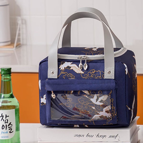 Lunch Bag - Isolerad värmeisolering Oxford tyg sidoficka förstärkt handtag Lunchväska för hemmet