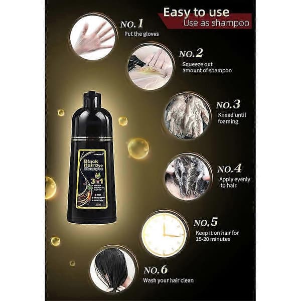 2025 Hårfarve Shampoo Hårfarve Shampoo Farver Hår på Få Minutter Langvarig 500ml Dark brown
