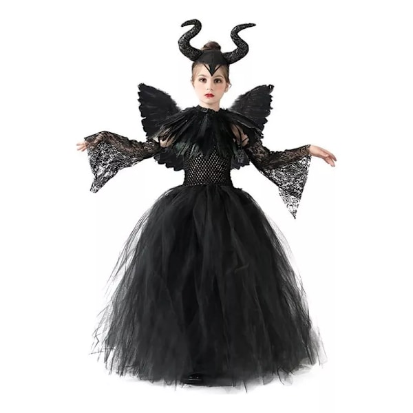 Maleficent-kostyme for jenter, heks og demon M