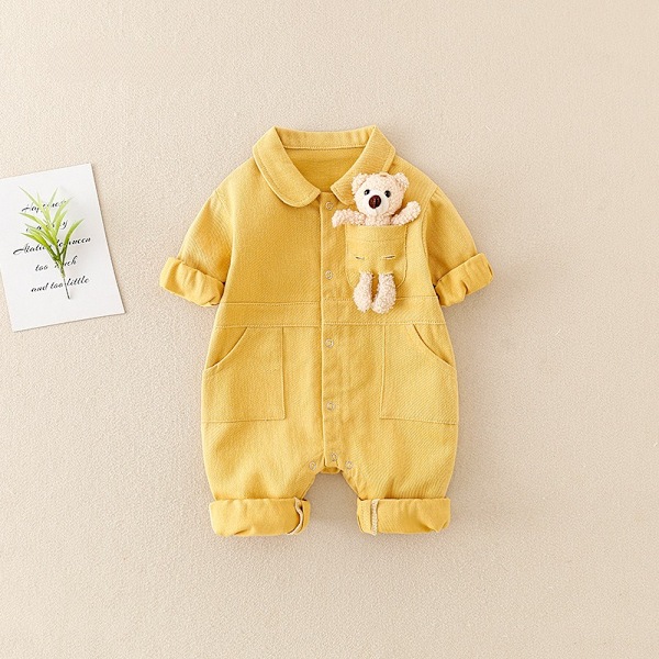 Vårogså høstklær for baby, nyfødt denim-overalls, babygutteklær, klær for utgang og klatring amarillo 90cm