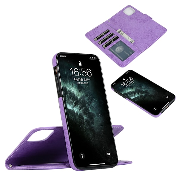 Passer til IPhone16 PROMAX retro frostet to-i-en kort slot mobiltelefon split læder cover brown