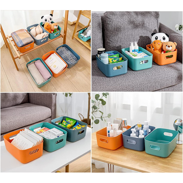 7 Pak Små Opbevaringskurve i Plastik, Farvede Køkkenskab Opbevaringskurve Køkken Oprydningsorganisatorer til Hjem, Kontor og Skole (25 x 16,5 x 10 cm）