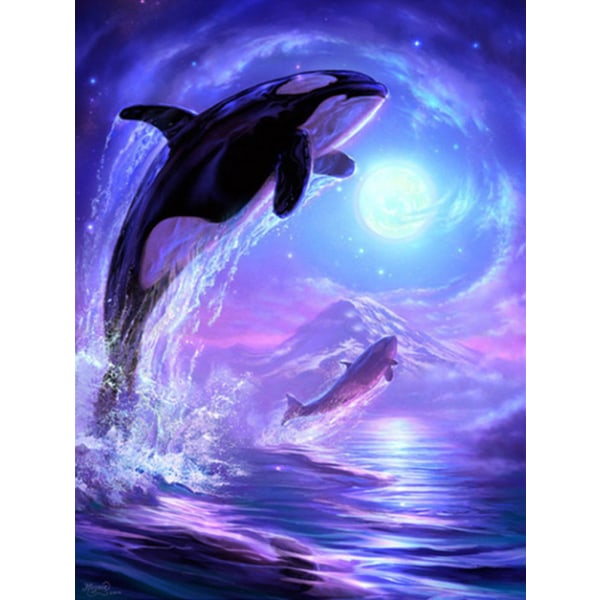 5D DIY-sett for barn og voksne Diamond Art Painting Dolphins Under