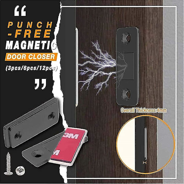 8 stk Ultra-tynne usynlige magnetiske dørstoppere, skuffemagnetlås, stansefri magnetisk dørlukker, magnetisk dørstopper for skapskap