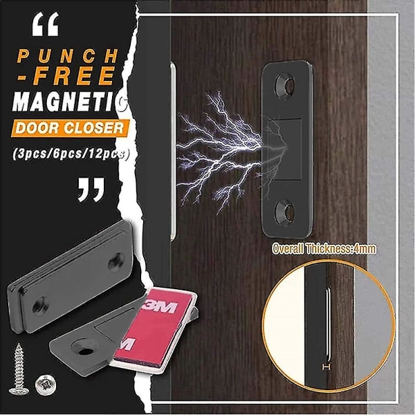 8 stk Ultratynde usynlige magnetiske dørstoppere, skuffemagnetfang, slagfri magnetisk dørlukker, magnetisk dørstop til skabsskab