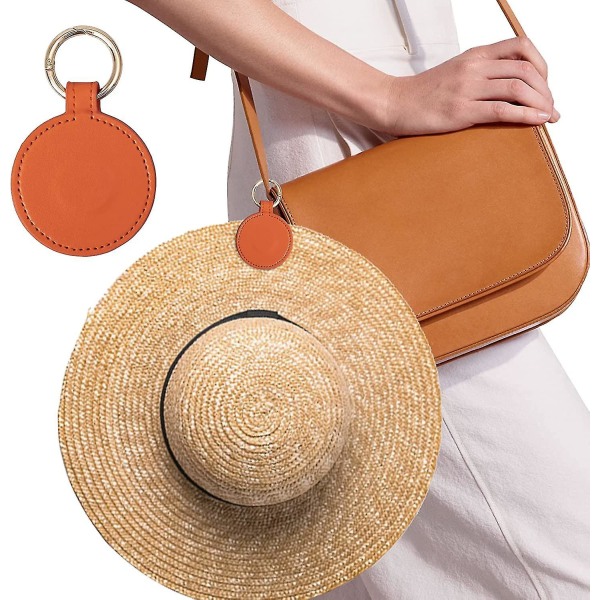 1 stk Magnetisk solhatclips til hat med bred skygge, pu læderhatring clip-on holder til taske Bagage og rygsæk Orange