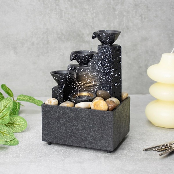 Well Being Invigorating & Revitalising Well Being Bordfontän - Fyra Skålar Zen Feng Shui Inomhusavslappnande Vattenfunktion