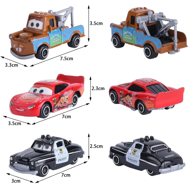 McQueen Cars Toys 6 kpl Set, Thomas Cars Set Kilpaleluautot McQueen Die-Cast Cars, Mini Model Racing Cars