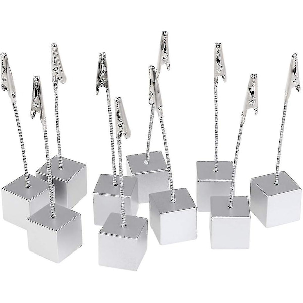 10 stk Memo Clip Holder Stander Med Alligator Spænde Til Billeder Kort Papir Note Clip (sølv)
