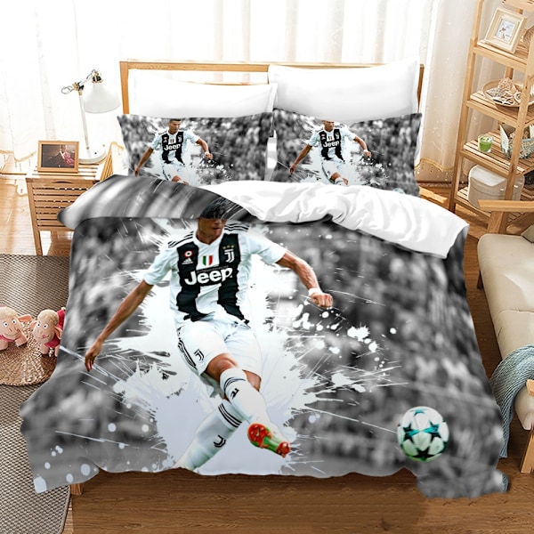 Messi 3D-tryckt tredelad täcke, lakan och örngott
