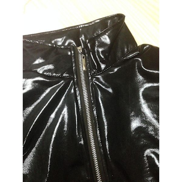 Sexig Wetlook Läder Katt Kvinnor Jumpsuit Med Halv Ansikte Katt Mask Halloween Cosplay Bodysuit Kostymer För Förklädnad Kvinna XL