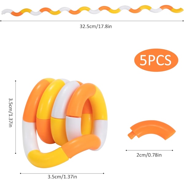 Tangle Fidget-leketøy, Vridbart Sensorisk Leketøy, Hånd-Øye-Koordinasjon Leketøy, Angst, Stressavlastning Fidget Finger Leketøy 5-pakning