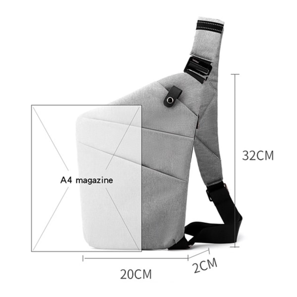 Stilfuld anti-tyveri ultratynd crossbody taske med enkel skuldertaske light grey