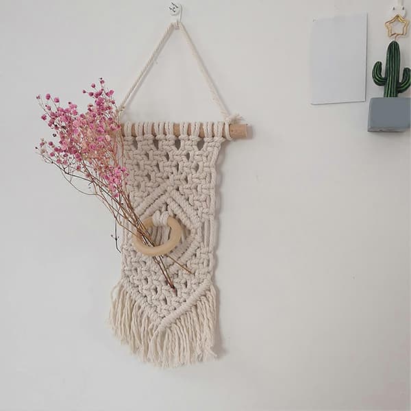 Geometrisk Boho-veggteppe – Naturlig bomull – for kaffebar og gang 20cm E