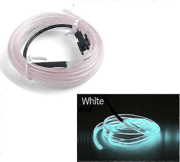 Bilinteriør LED dekorativ lampe EL ledninger neonstripe, for bil DIY FL White 3M USB drive