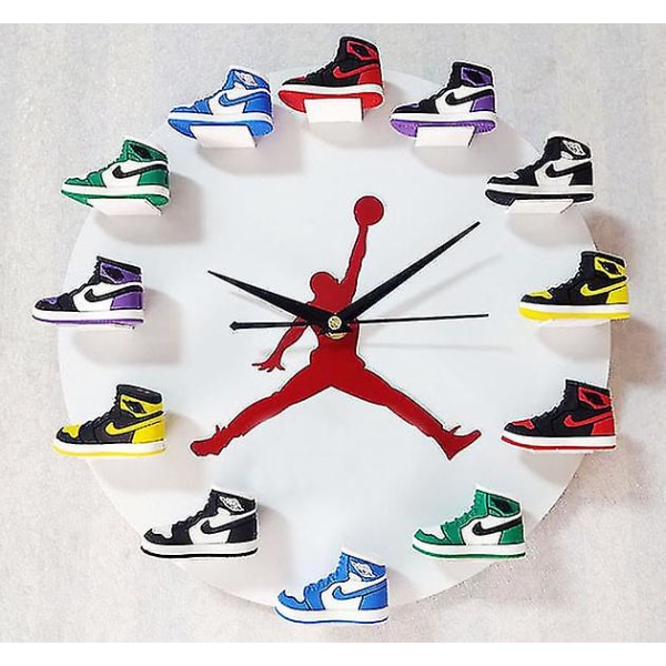 Laiseng Aj Kello Koripallotarvikkeet 3D kolmiulotteinen mold Aj1-12 sukupolven seinäkello Pienet lentäjäkengät Jordanin kello