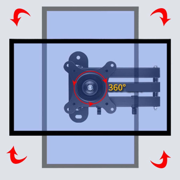 Full motion artikulerande tv-väggfäste för 10'-27' lcd led-tv, lutar svängar förlänger roterar - svart