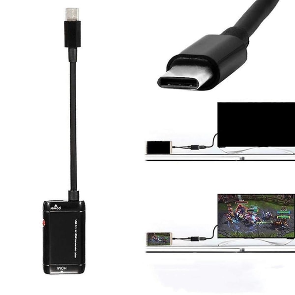 USB C till HDMI-adapter USB Type C USB 3.1-kabel för Android-surfplatta Black