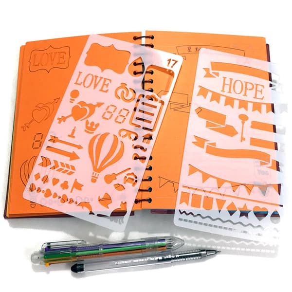 20 Pieces Bullet Diary Journal Stencils Set Drawing Template Ruler DIY Painting Template Geometric Hollowed Scrapbooking