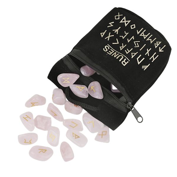 Rune Krystall Steiner Gravert Eldre Futhark Alfabet Bokstaver Polert Helbredende Onyx