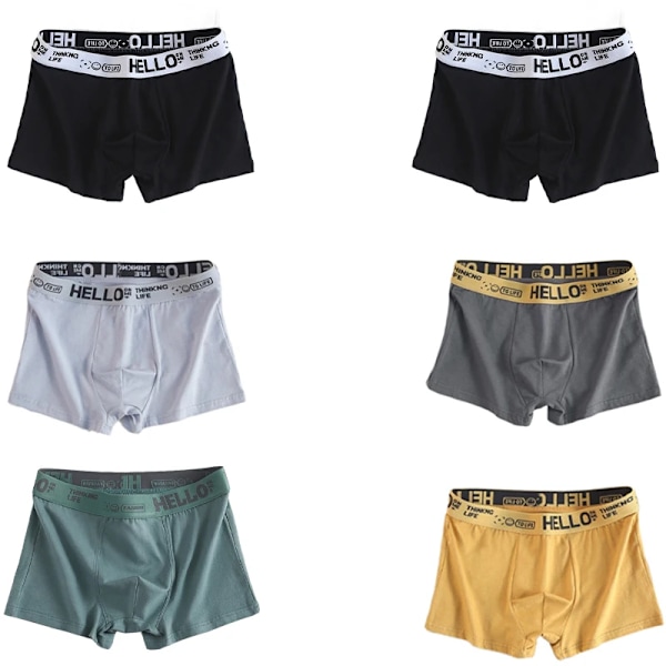 6 stk. Herreundertøj Mænds Bomuldsundertøj Mænds Rene Herretrusser Shorts Åndbar Boxer Komfortabel Blød Plus Størrelse Blandet Farve Mixed color L 45-55kg