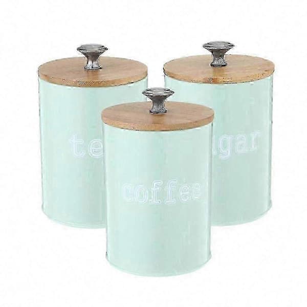 3-pack lufttäta köksbehållare för matförvaring, kaffe, socker, mjöl Green