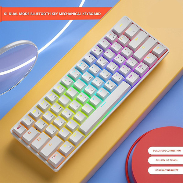 Trådbunden 60% Mekaniskt Speltangentbord RGB Bakgrundsbelyst Kompakt 61 Tangenter Mini Tangentbord Med Blå Brytare För Windows PC
