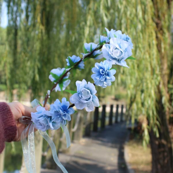 5 stk. koreansk version af venstre øre elegante blomster perle rhinsten