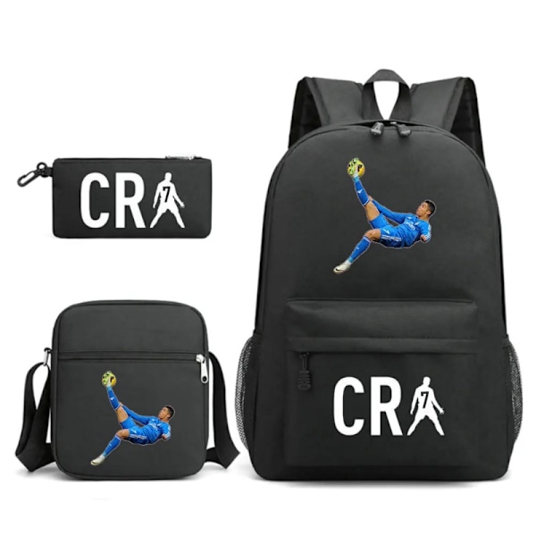 Ny CR7 Ryggsäck 3-delad Student Canvas Skolväska Dragkedja Laptopväska photo color3