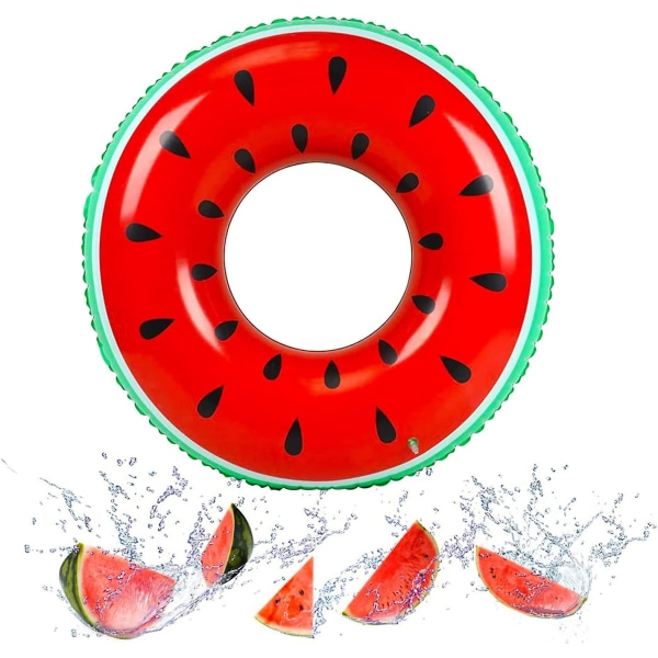 Vannmelonbøye, oppblåsbar bøye, strandleketøy for stort sommerbasseng, svømmebassengbøye for voksne (vannmelonfarge)