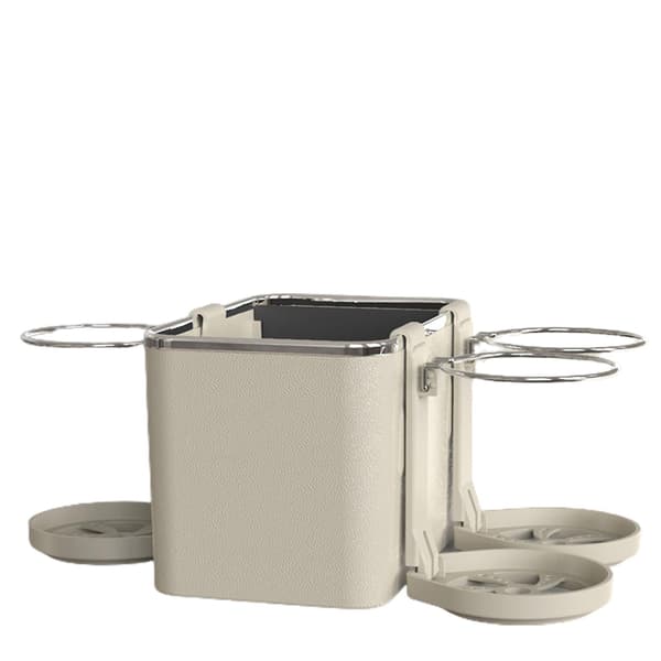 Bil Multifunksjonell Holder, Tissueske og Koppoppbevaring, Armlene Oppbevaringsboks Beige Three Cups